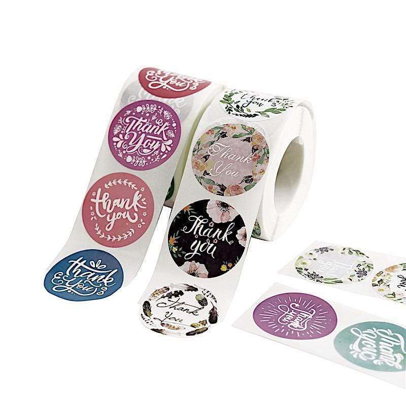 1000 Thank You 1.5" Round Self Adhesive Stickers Rolls - Assorted STK_THKS_009_15