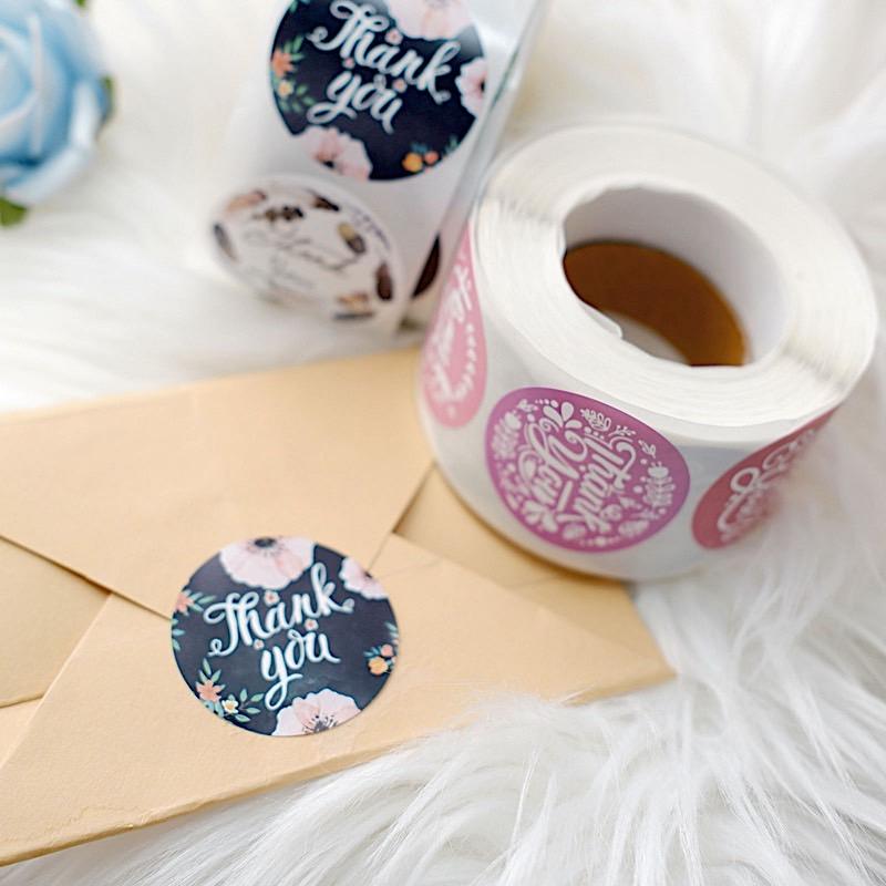 1000 Thank You 1.5" Round Self Adhesive Stickers Rolls - Assorted STK_THKS_009_15