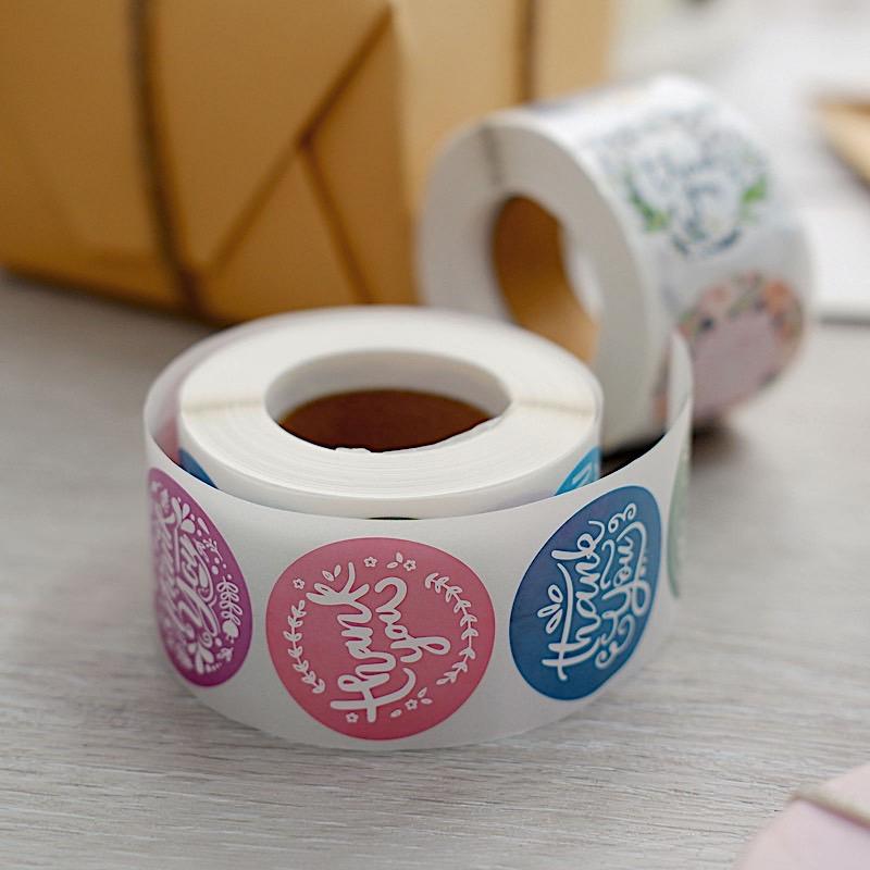 1000 Thank You 1.5" Round Self Adhesive Stickers Rolls - Assorted STK_THKS_009_15