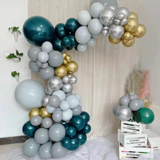 101 Double Layer Latex Balloons Garland Arch Party Decorations Kit - Green Gold Silver BLOON_KIT11_HNTSV