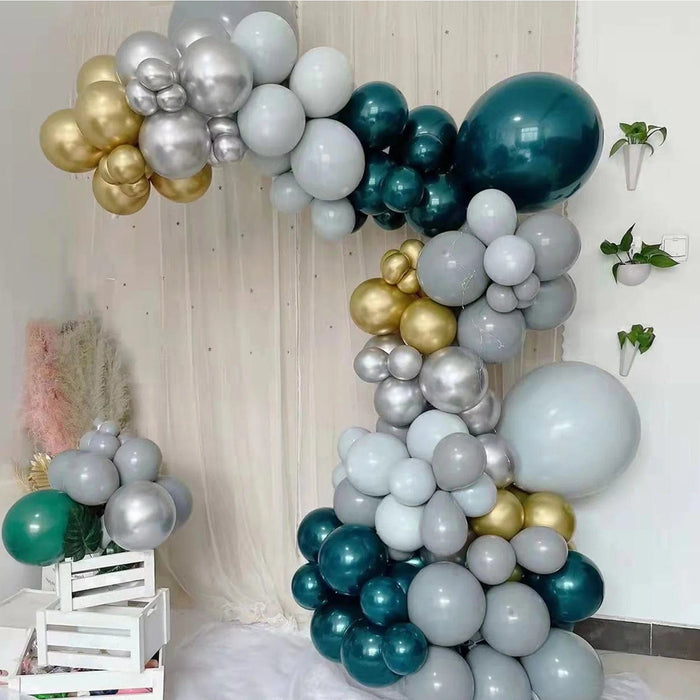 101 Double Layer Latex Balloons Garland Arch Party Decorations Kit - Green Gold Silver BLOON_KIT11_HNTSV