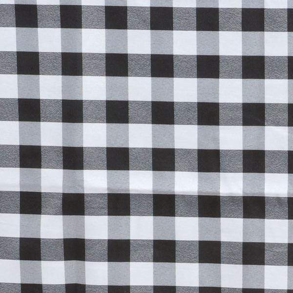 108" Checkered Gingham Polyester Round Tablecloth - Black and White TAB_CHK108_BLK