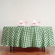 108" Checkered Gingham Polyester Round Tablecloth - Green and White TAB_CHK108_GRN