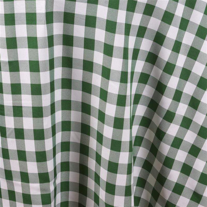 108" Checkered Gingham Polyester Round Tablecloth - Green and White TAB_CHK108_GRN