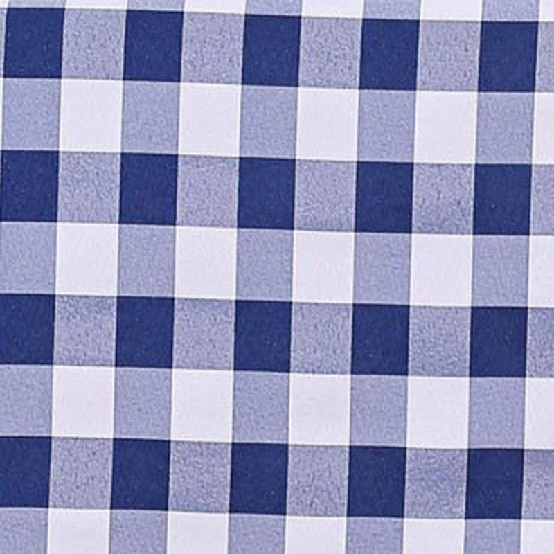 108" Checkered Gingham Polyester Round Tablecloth - Navy Blue and White TAB_CHK108_NAVY