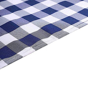 108" Checkered Gingham Polyester Round Tablecloth - Navy Blue and White TAB_CHK108_NAVY