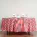 108" Checkered Gingham Polyester Round Tablecloth - Red and White TAB_CHK108_RED
