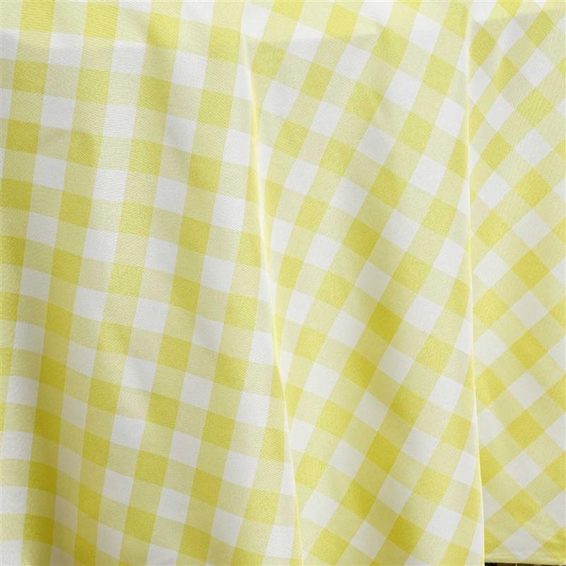 108" Checkered Gingham Polyester Round Tablecloth - Yellow and White TAB_CHK108_YEL