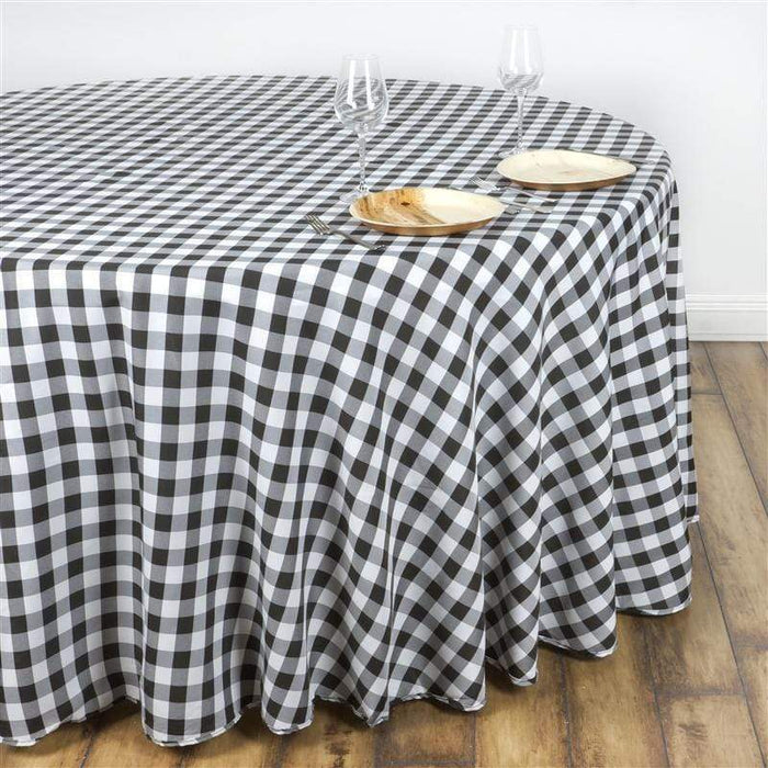 108" Checkered Gingham Polyester Round Tablecloth