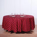 108" Checkered Gingham Polyester Round Tablecloth - Black and Red TAB_CHK108_BLKRED