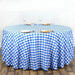 108" Checkered Gingham Polyester Round Tablecloth - Blue and White TAB_CHK108_BLUE