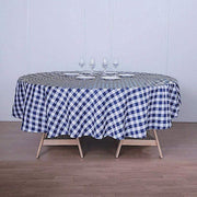 108" Checkered Gingham Polyester Round Tablecloth - Navy Blue and White TAB_CHK108_NAVY