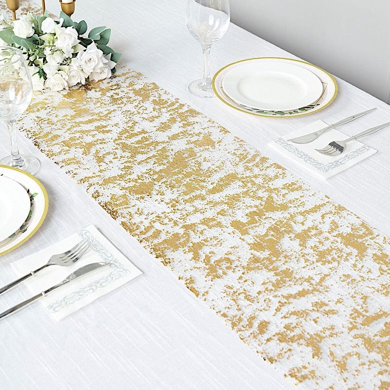 108" Metallic Foil Thin Mesh Polyester Table Runner