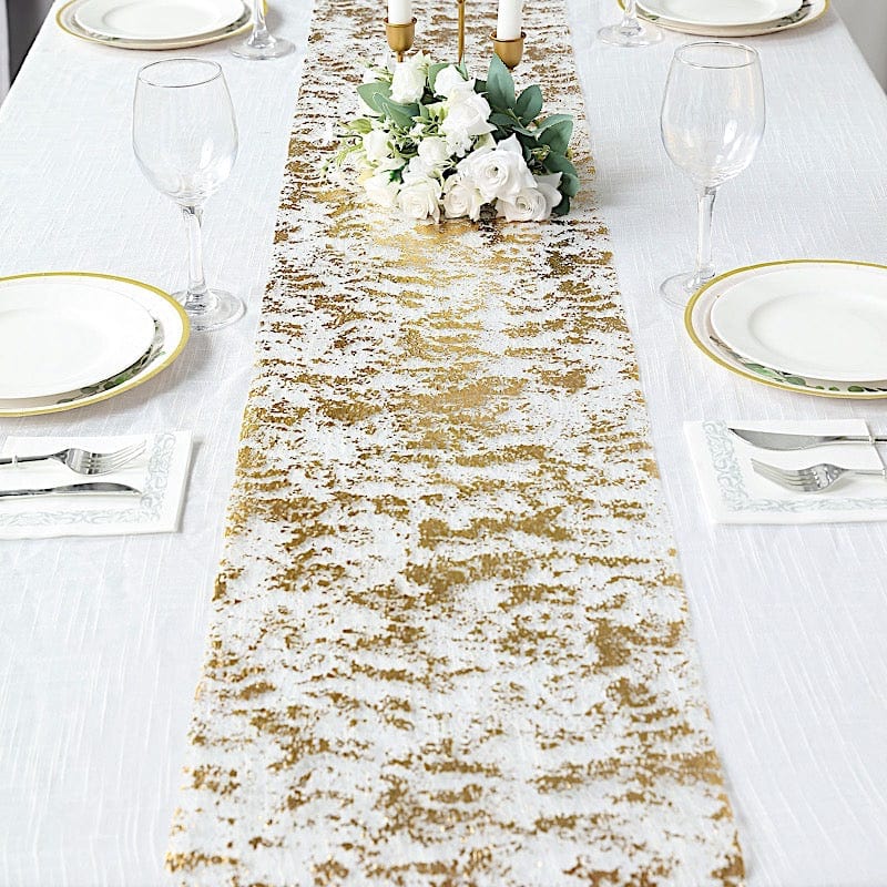 108" Metallic Foil Thin Mesh Polyester Table Runner