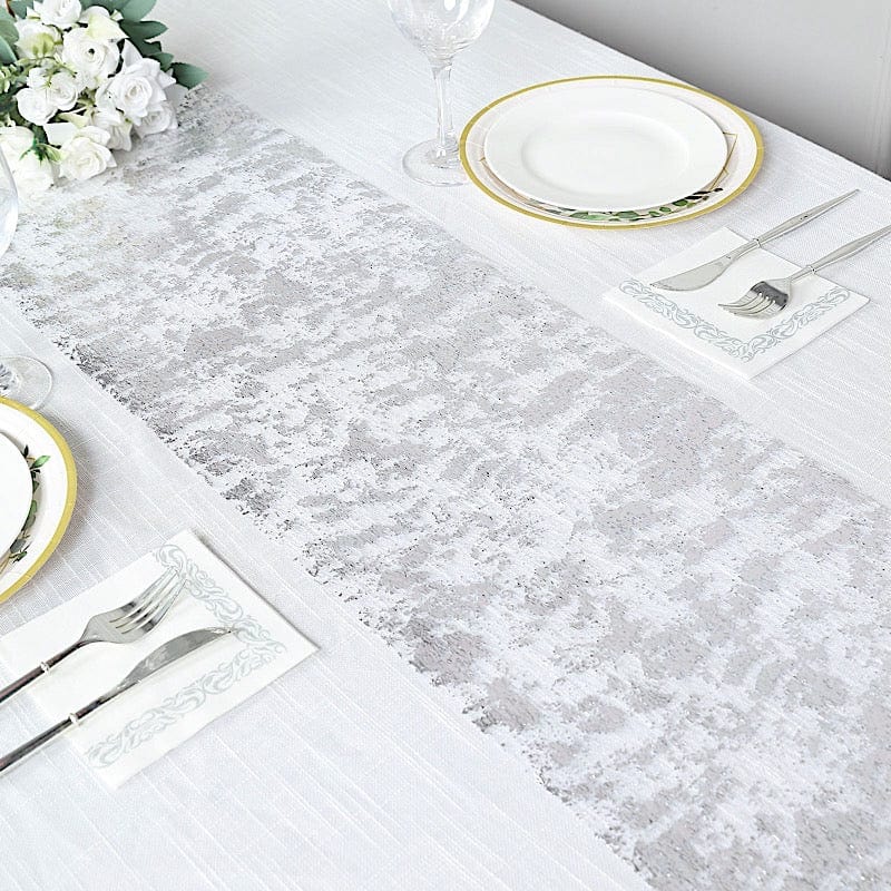 108" Metallic Foil Thin Mesh Polyester Table Runner