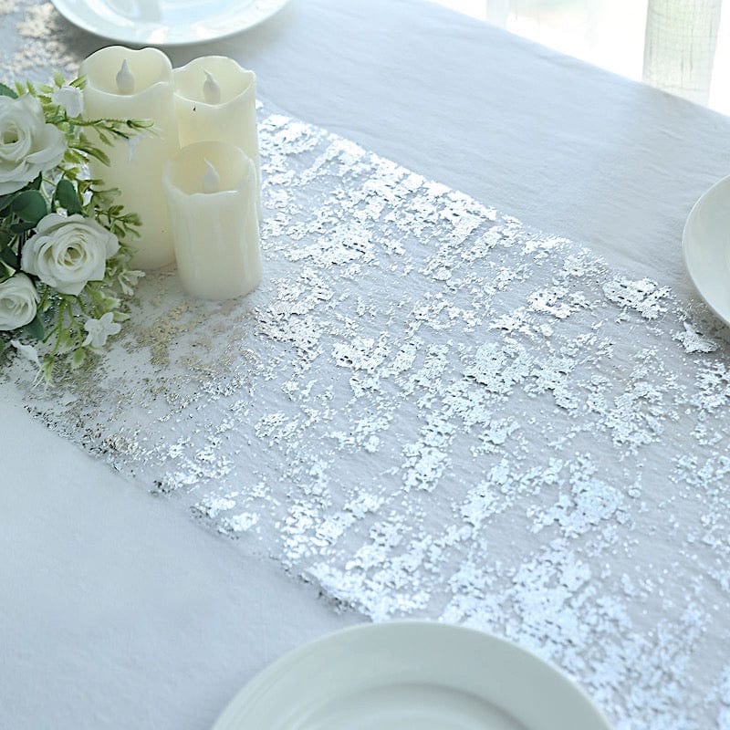 108" Metallic Foil Thin Mesh Polyester Table Runner