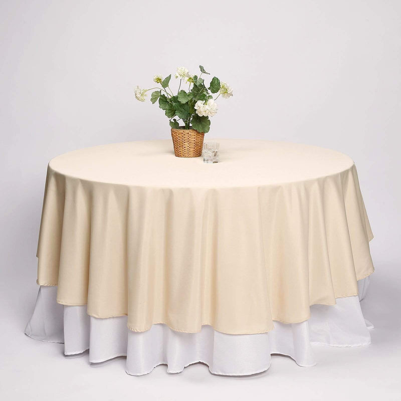 108" Polyester Round Tablecloth Wedding Party Table Linens - Beige TAB_108_081_POLY