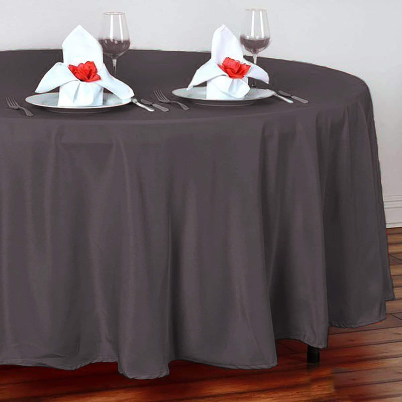 108" Polyester Round Tablecloth Wedding Party Table Linens - Charcoal Grey TAB_108_044_POLY
