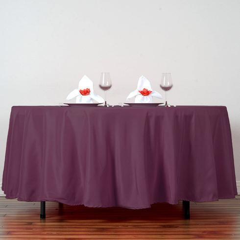 108" Polyester Round Tablecloth Wedding Party Table Linens - Eggplant Purple TAB_108_EGG_POLY