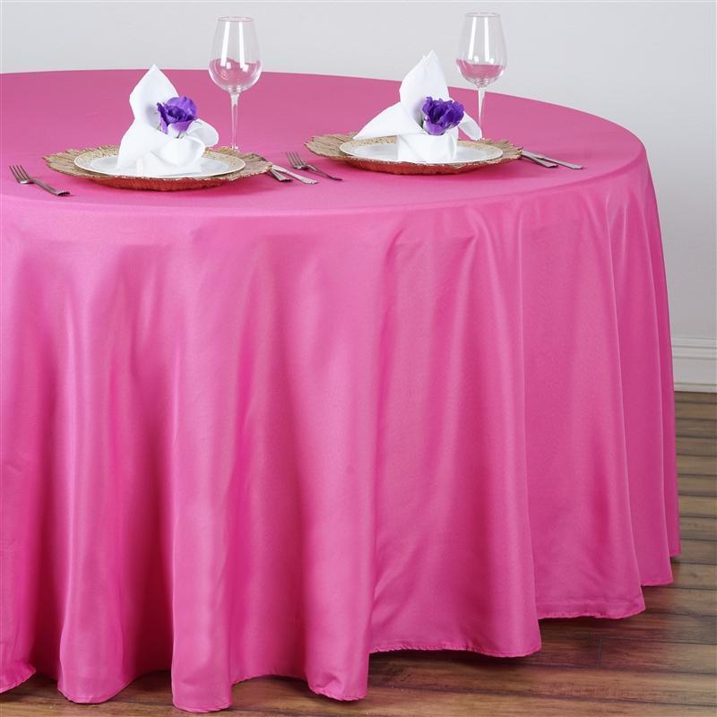 108" Polyester Round Tablecloth Wedding Party Table Linens - Fuchsia TAB_108_FUSH_POLY