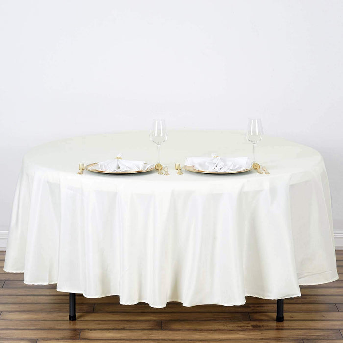 108" Polyester Round Tablecloth Wedding Party Table Linens - Ivory TAB_108_IVR_POLY