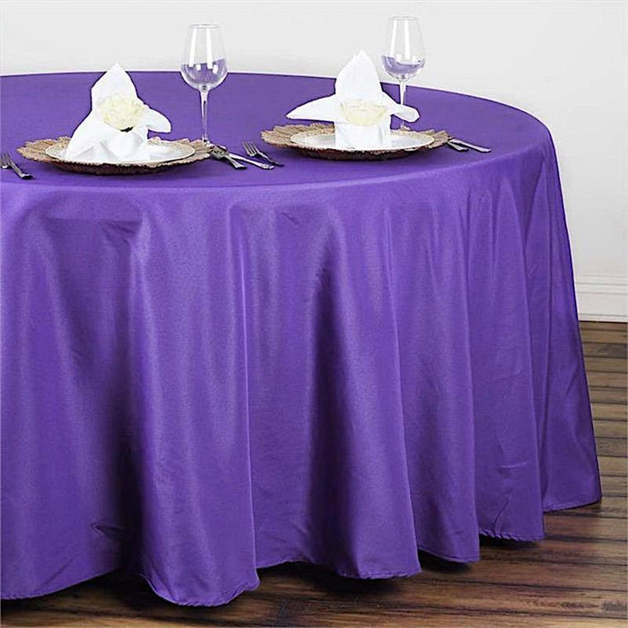 108" Polyester Round Tablecloth Wedding Party Table Linens - Purple TAB_108_PURP_POLY
