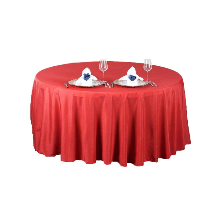 108" Polyester Round Tablecloth Wedding Party Table Linens - Red TAB_108_RED_POLY