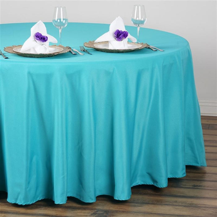 108" Polyester Round Tablecloth Wedding Party Table Linens - Turquoise TAB_108_TURQ_POLY