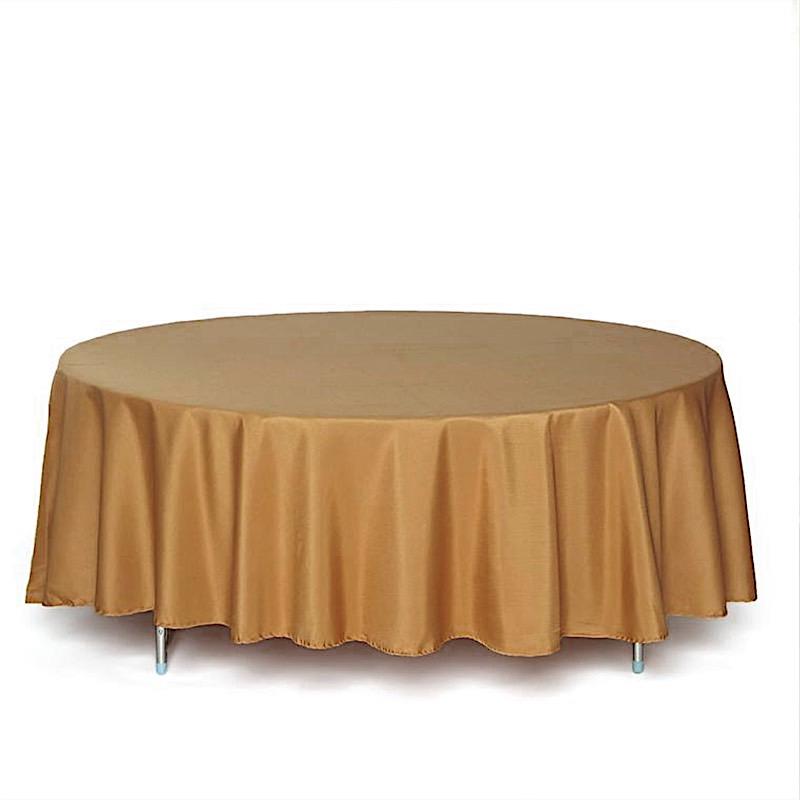 108" Polyester Round Tablecloth Wedding Party Table Linens - Gold TAB_108_GOLD_POLY