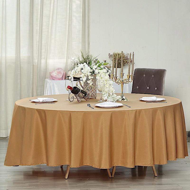 108" Polyester Round Tablecloth Wedding Party Table Linens - Gold TAB_108_GOLD_POLY