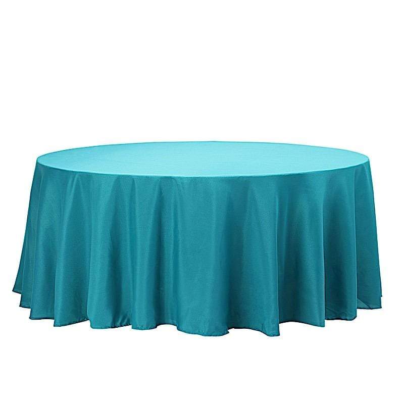 108" Polyester Round Tablecloth Wedding Party Table Linens - Teal TAB_108_TEAL_POLY