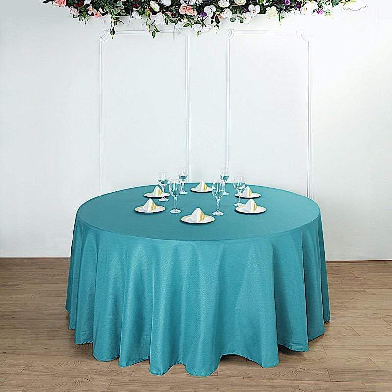 108" Polyester Round Tablecloth Wedding Party Table Linens - Teal TAB_108_TEAL_POLY