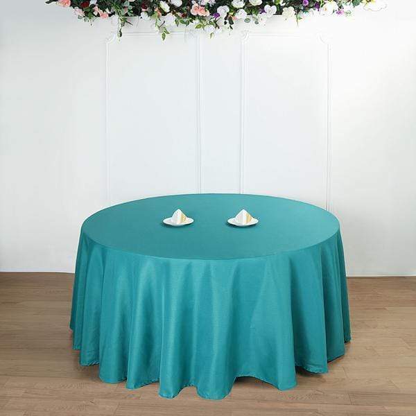 108" Polyester Round Tablecloth Wedding Party Table Linens - Teal TAB_108_TEAL_POLY
