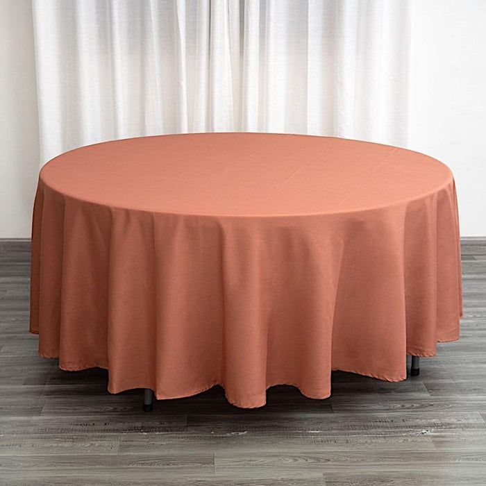 108" Polyester Round Tablecloth Wedding Party Table Linens - Terracotta TAB_108_TERC_POLY