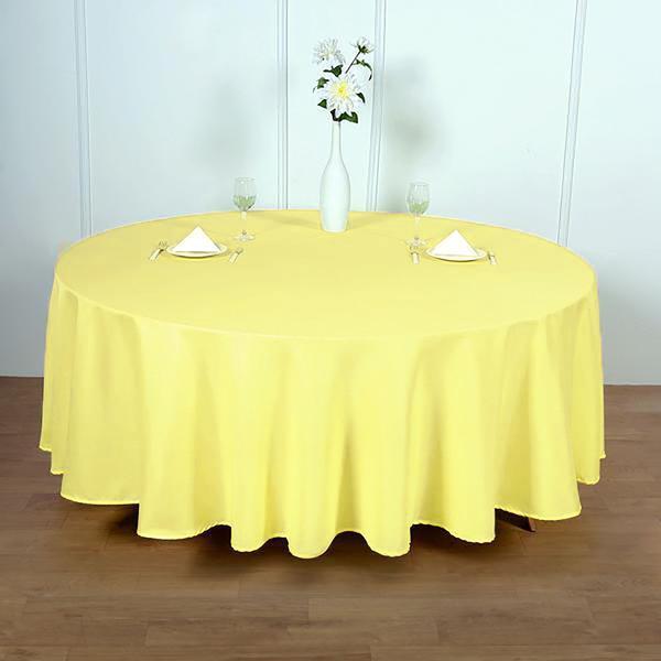 108" Polyester Round Tablecloth Wedding Party Table Linens - Yellow TAB_108_YEL_POLY
