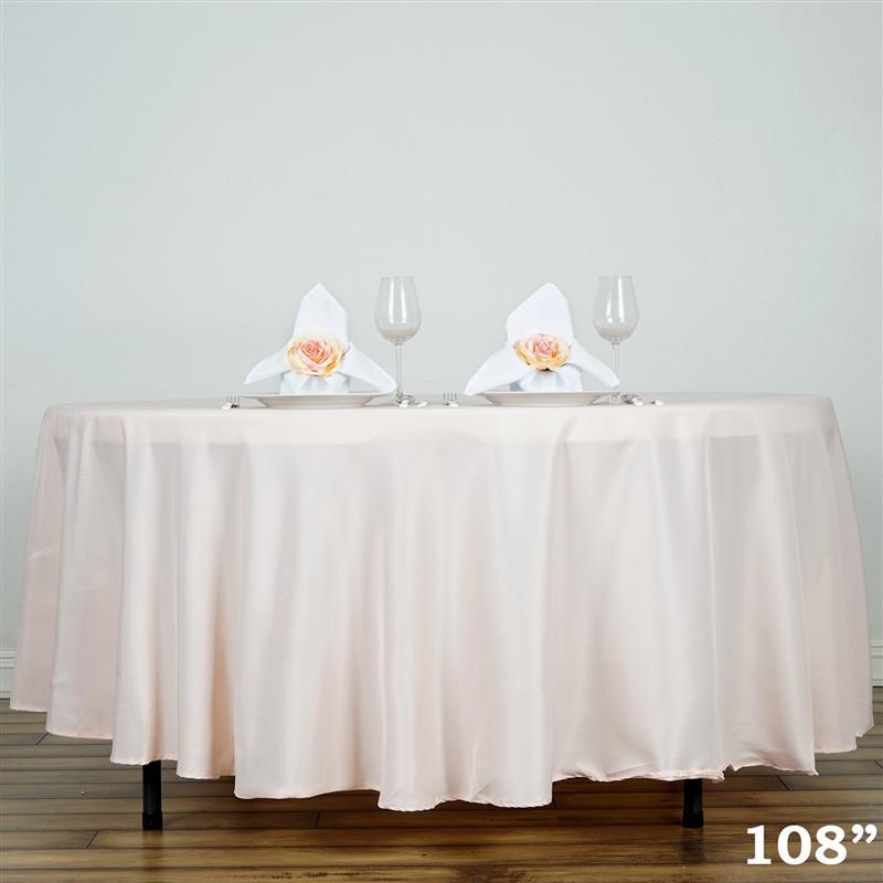 108" Polyester Round Tablecloth Wedding Party Table Linens - Blush TAB_108_046_POLY