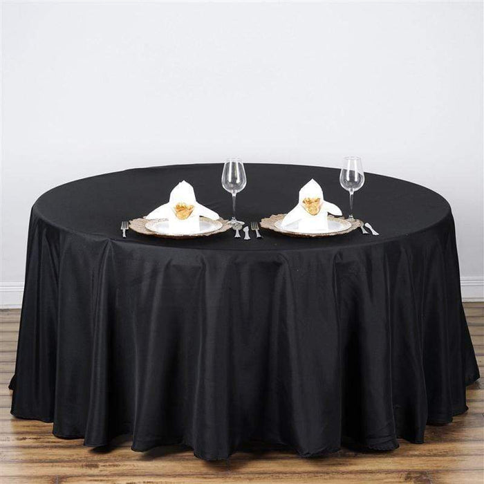 108" Polyester Round Tablecloth Wedding Party Table Linens TAB_108_BLK_POLY