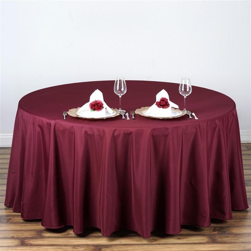 108" Polyester Round Tablecloth Wedding Party Table Linens - Burgundy TAB_108_BURG_POLY