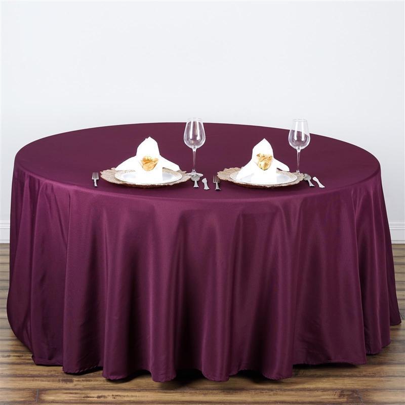 108" Polyester Round Tablecloth Wedding Party Table Linens - Eggplant Purple TAB_108_EGG_POLY