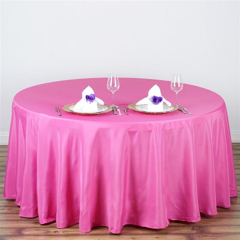 108" Polyester Round Tablecloth Wedding Party Table Linens - Fuchsia TAB_108_FUSH_POLY