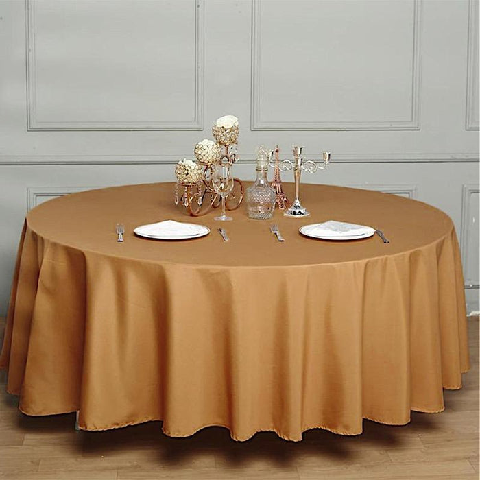 108" Polyester Round Tablecloth Wedding Party Table Linens - Gold TAB_108_GOLD_POLY