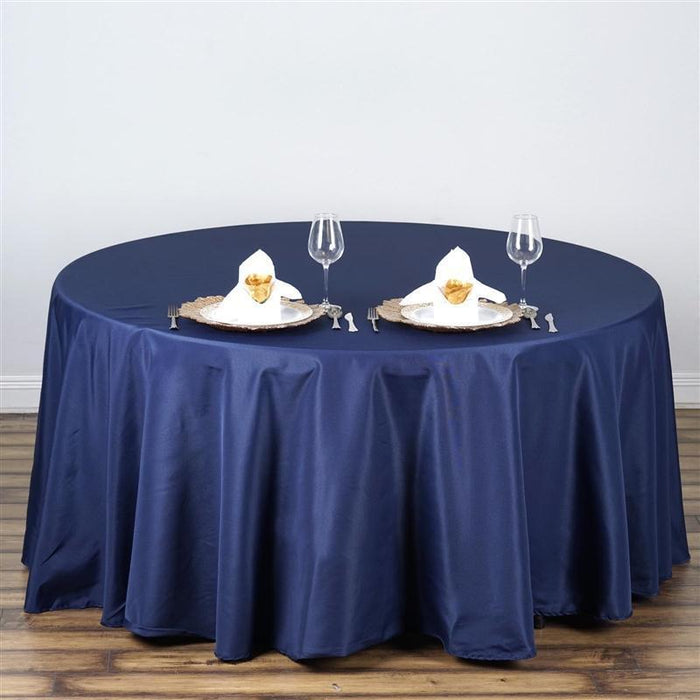 108" Polyester Round Tablecloth Wedding Party Table Linens - Navy Blue TAB_108_NAVY_POLY
