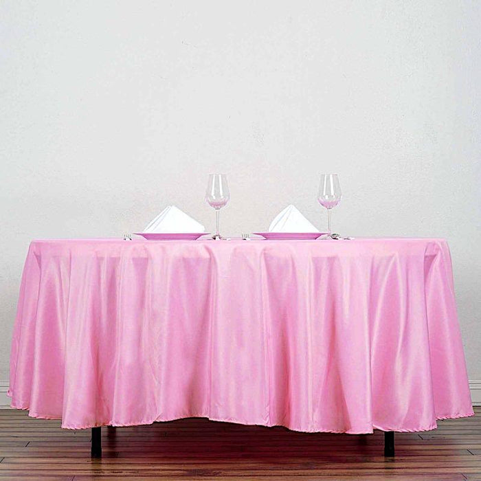 108" Polyester Round Tablecloth Wedding Party Table Linens - Pink TAB_108_PINK_POLY