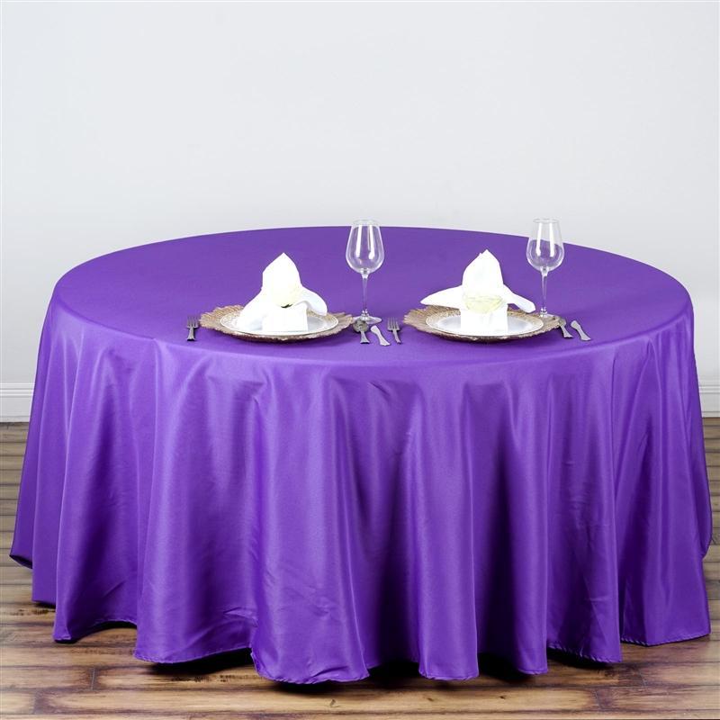 108" Polyester Round Tablecloth Wedding Party Table Linens - Purple TAB_108_PURP_POLY