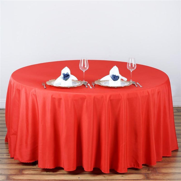 108" Polyester Round Tablecloth Wedding Party Table Linens - Red TAB_108_RED_POLY
