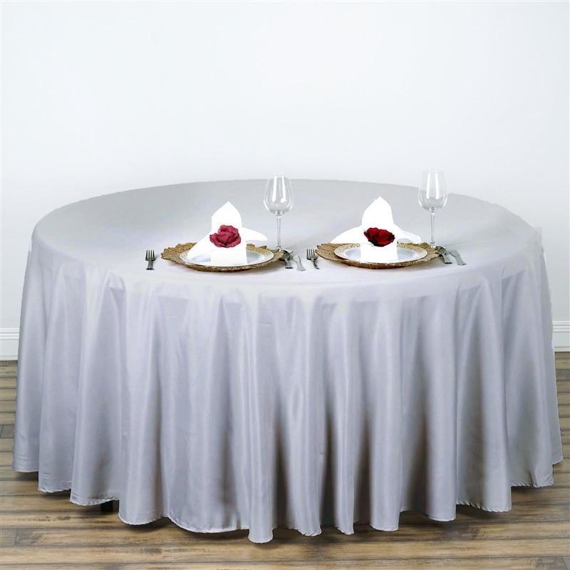 108" Polyester Round Tablecloth Wedding Party Table Linens - Silver Light Gray TAB_108_SILV_POLY
