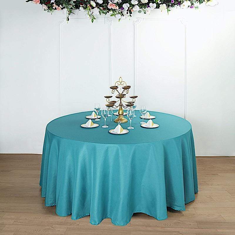 108" Polyester Round Tablecloth Wedding Party Table Linens - Teal TAB_108_TEAL_POLY