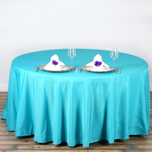 108" Polyester Round Tablecloth Wedding Party Table Linens - Turquoise TAB_108_TURQ_POLY