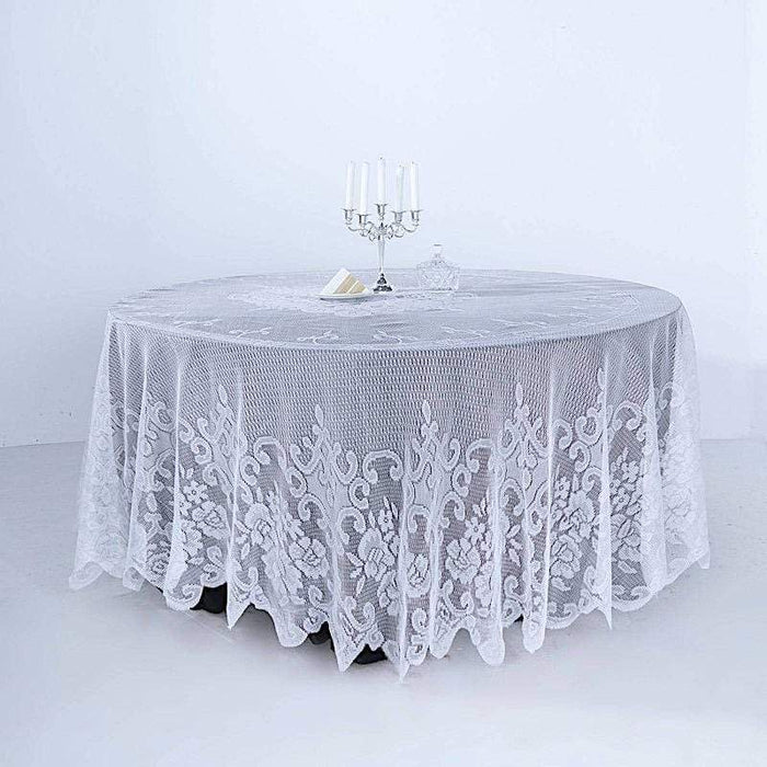 108" Premium Lace Round Tablecloth TAB_LACE01_R108_WHT