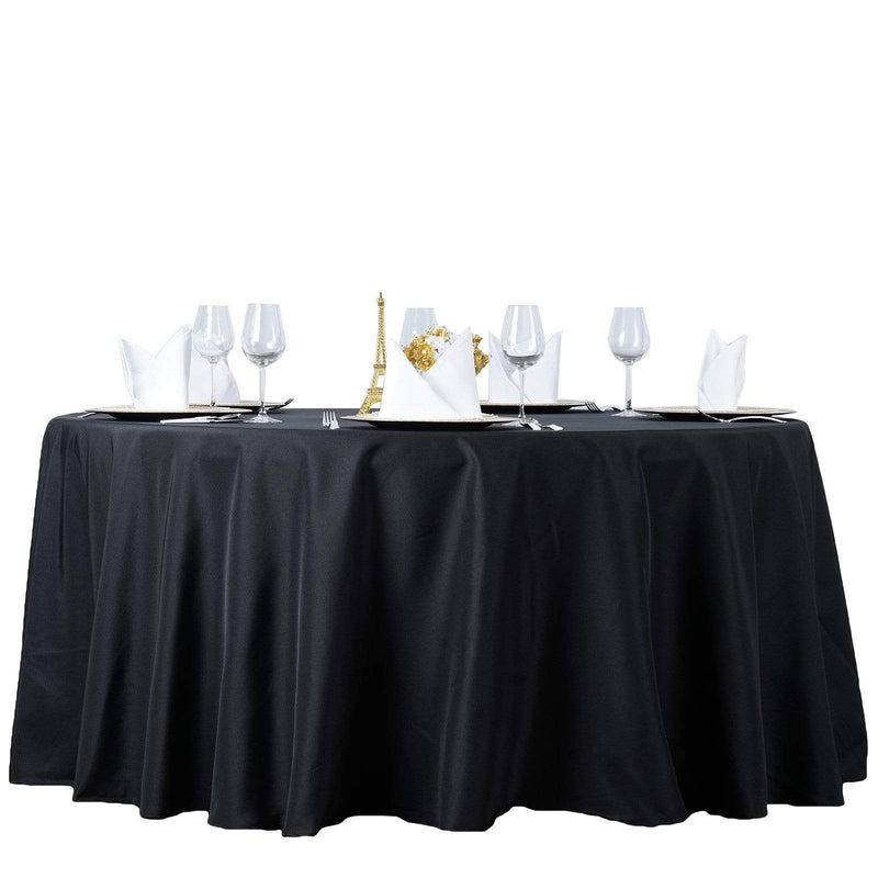 108" Premium Polyester Round Tablecloth Wedding Party Table Linens - Black TAB_108_BLK_PRM